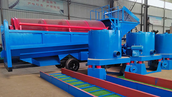 Planta de lavado de oro portátil 50 TPH pantalla de tambor móvil con tamaño de alimentación 300 mm