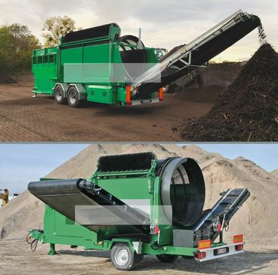 Equipo de compostaje móvil pantalla de filtro de tambor rotativo para 30-150 toneladas por hora Capacidad