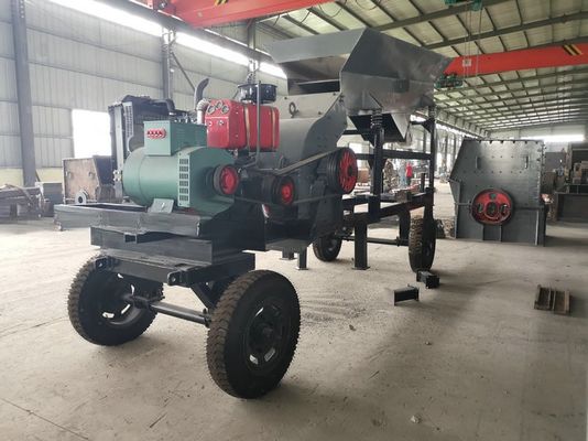 Trituradora de martillo móvil amarilla para la producción de agregados de cantera a precios asequibles