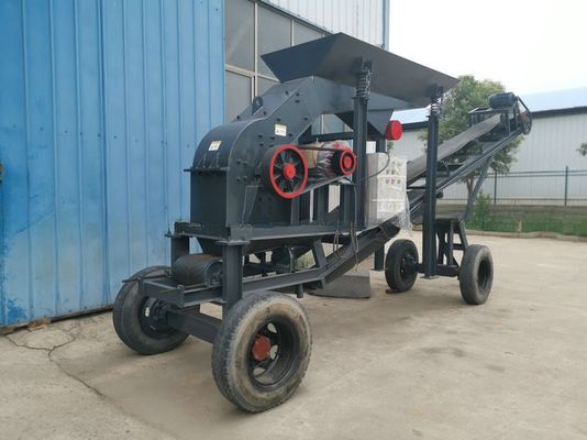 Trituradora de martillo móvil amarilla para la producción de agregados de cantera a precios asequibles