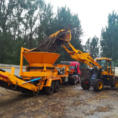 4-6 Blade Diesel móvil Gran Hopper Rotativo Plantas de trituración de árboles de madera