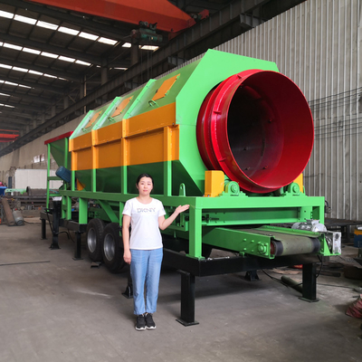 Máquina de tamiz de compostaje giratorio móvil para planta de compostaje