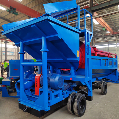 Equipo de minería de oro aluvial móvil planta de lavado de pantallas Trommel de alta capacidad