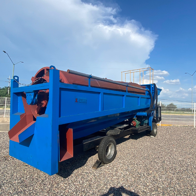 Planta de lavado de oro de alta rigidez para colocación móvil 400 TPH Trommel Screen para la minería de oro