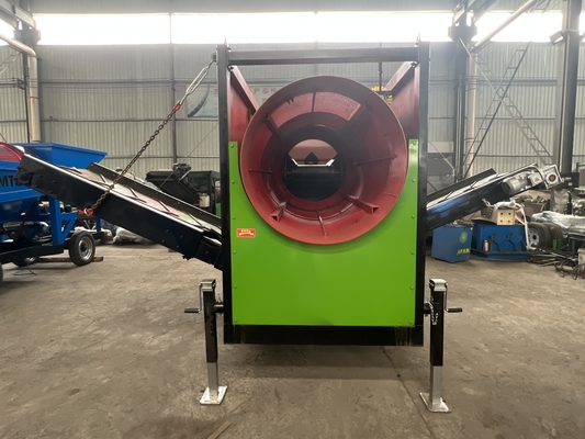 2-3 capas 30m3/h Trommel Screen móvil para compostaje de grava para estiércol de cerdos y ovejas