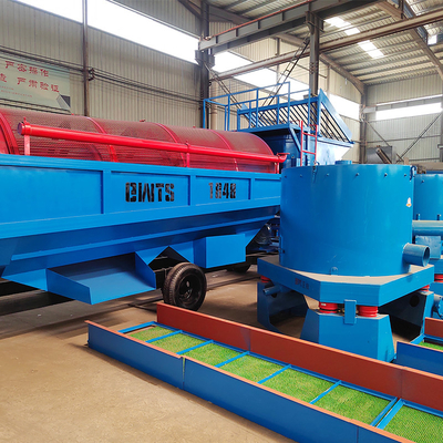 Planta de lavado de oro portátil azul 50 TPH pantalla de tambor móvil con función automática