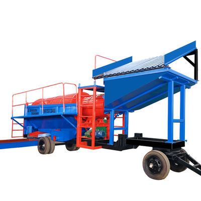 Planta de lavado de oro Blue Mobile Trommel para equipos de minería de separación de oro aluvial
