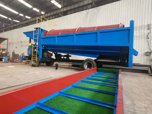 Planta de lavado de oro Blue Mobile Trommel para equipos de minería de separación de oro aluvial