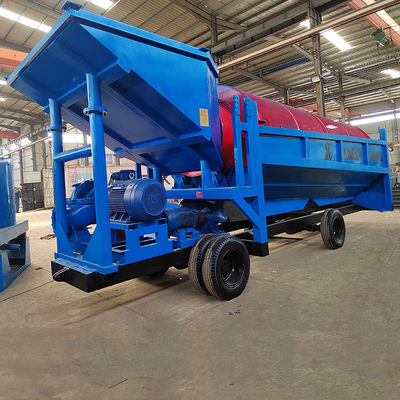 Planta de lavado de oro Blue Mobile Trommel para equipos de minería de separación de oro aluvial