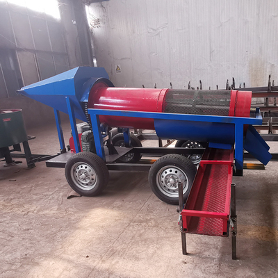 Separación por gravedad de pequeña capacidad de oro aluvial Máquina de tambor de minería móvil en azul