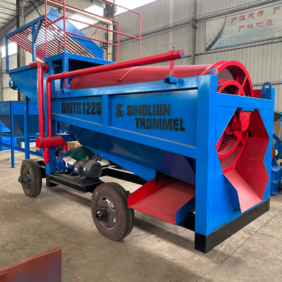 2000 KG de capacidad portátil Trommel línea de lavadora de oro para el procesamiento de oro pequeño