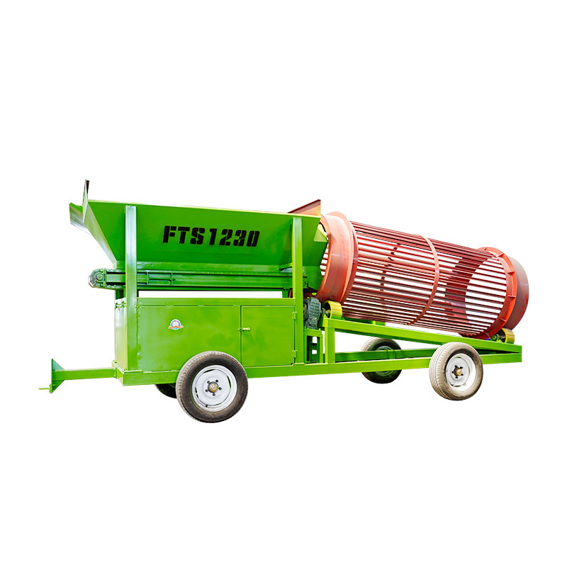 Limpiador de leña móvil Trommel Screen Machine Discharge Tamaño según la solicitud Diseño móvil