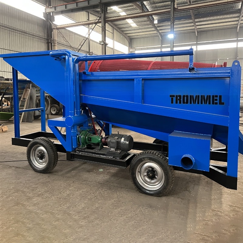 Equipo de minería de oro Escrubber rotativo móvil de oro Trommel pantalla de alimentación Tamaño 300mm