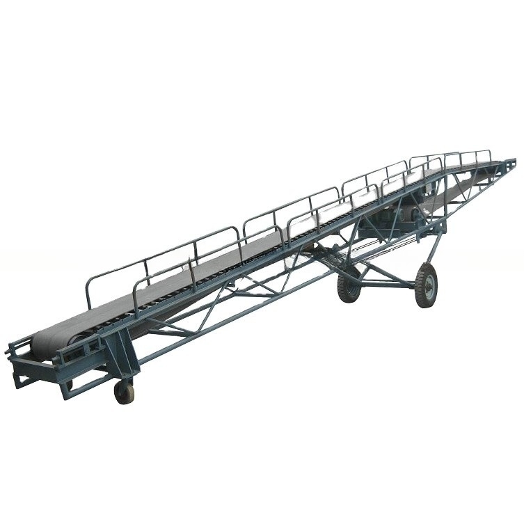 Máquina de línea transportadora de cinturón inclinado de caucho portátil industrial de tamaño pequeño amarillo
